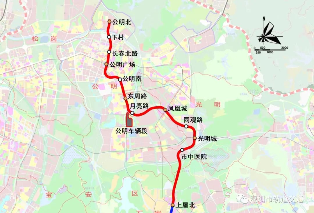 深圳地铁13号线北延:东周路站位于周家大道与松白路的交叉路口,呈南北