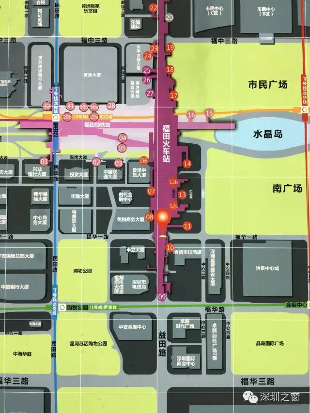 深圳福田高铁站交通指引(位置 公交 地铁)