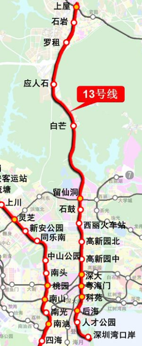 深圳地铁13号线(石岩线)线路图