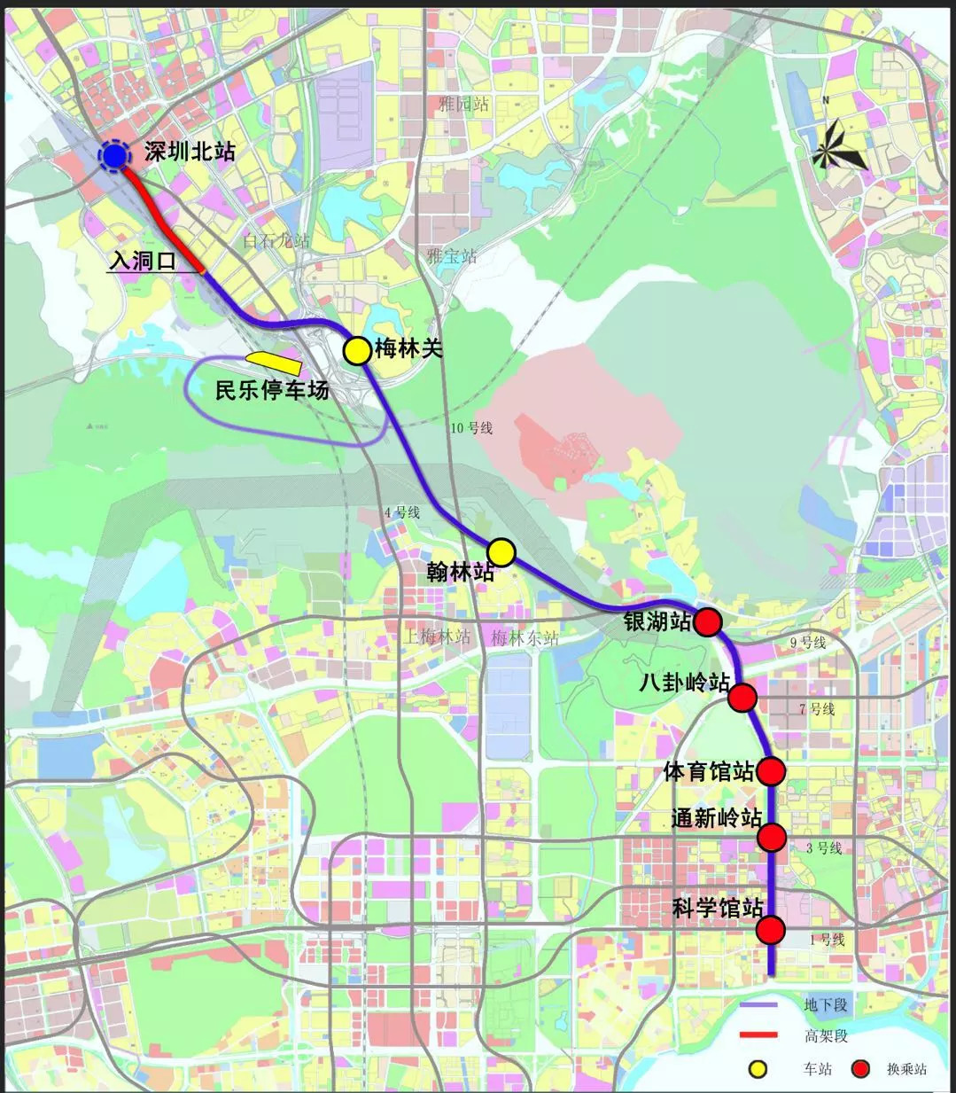 深圳地铁6号线南延段线路图