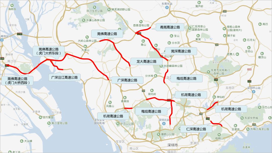 2019年清明节深圳周边各高速公路拥堵路段一览