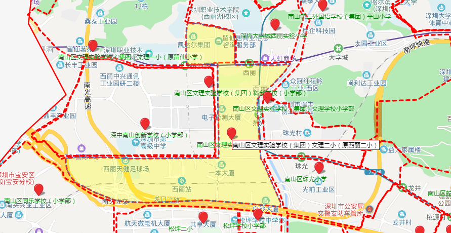 深圳南山区文理实验学校集团文理二小原西丽二小学区划分情况