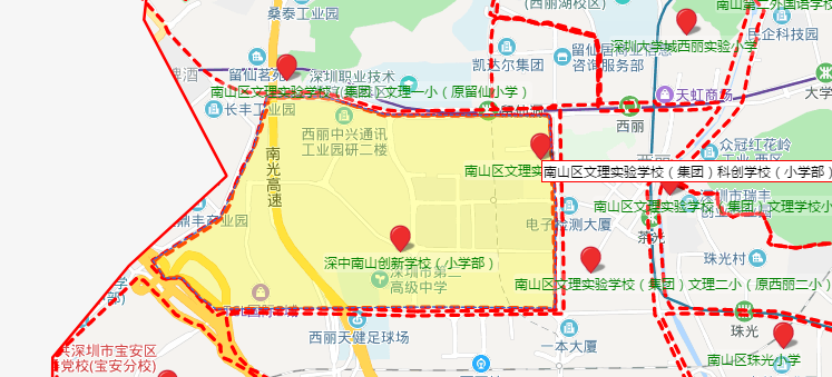 深圳南山区文理实验学校(集团)科创学校(小学部)学区划分情况