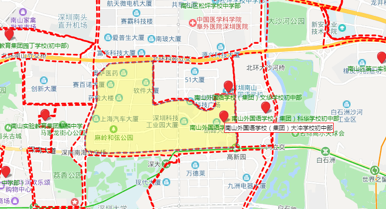 深圳南山外国语学校集团大冲学校初中部学区划分情况