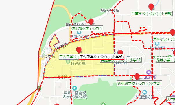 深圳龙岗区平安里学校学区划分情况