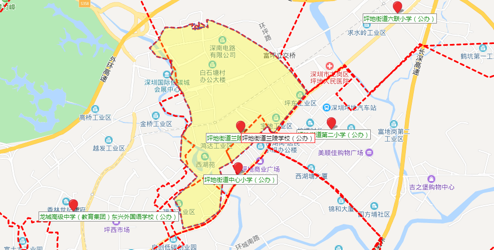 深圳龙岗区坪地兰陵学校学区划分情况