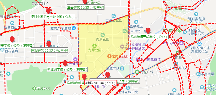 深圳龙岗区龙城初级中学学区划分情况