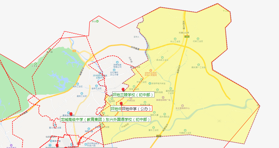 深圳龙岗区坪地中学学区划分情况