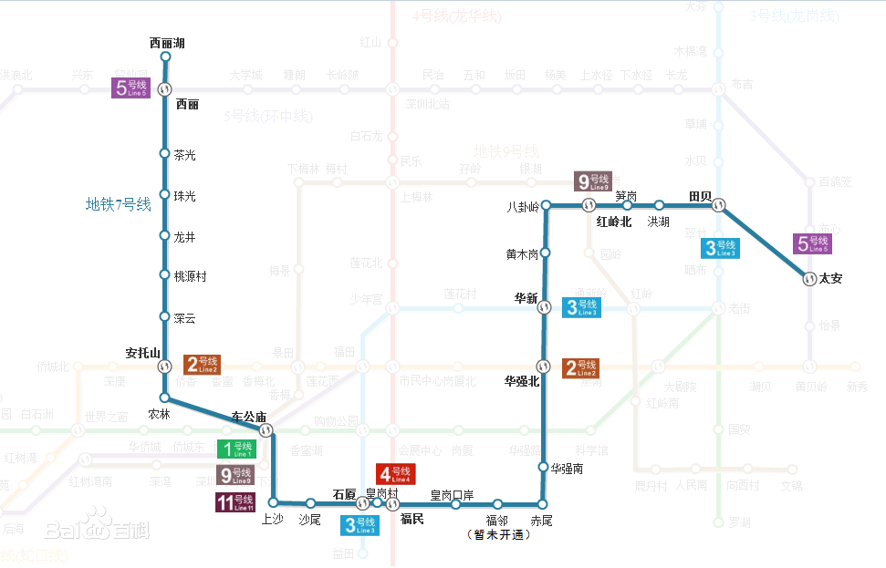 深圳地铁7号线线路图