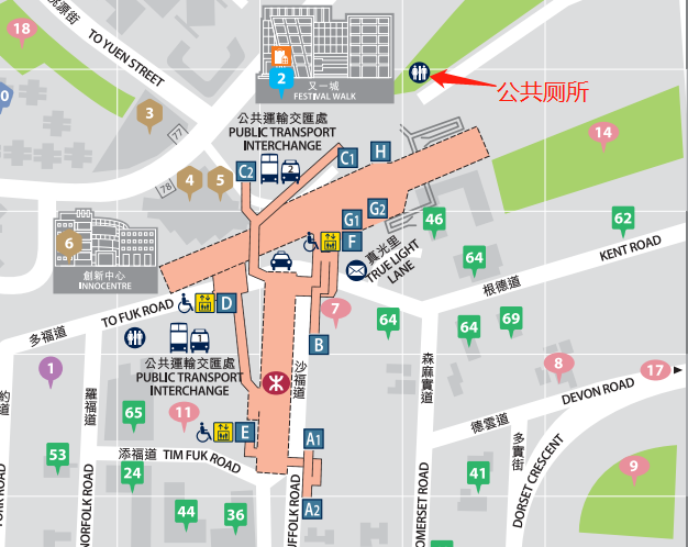 港铁观塘线哪些站点附近有洗手间位置图