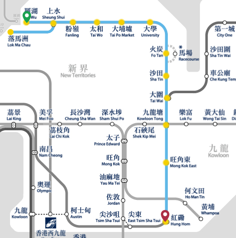 港铁东铁线站点及线路图