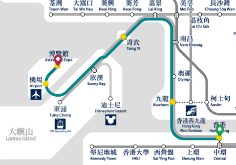 香港机场快线站点及票价附搭乘优惠政策