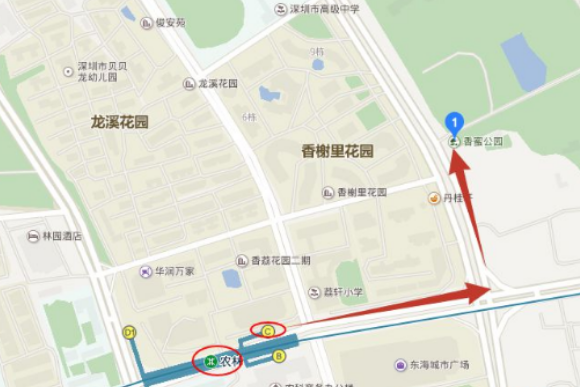 坐公交怎么去深圳香蜜湖公园(站点 位置 路线)