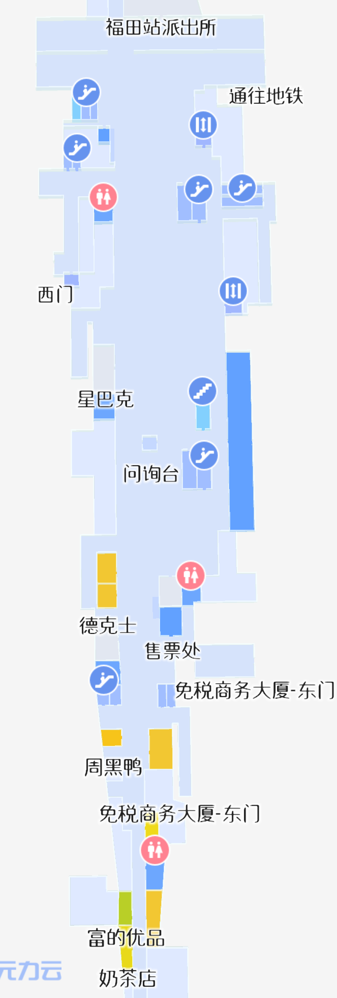 福田高铁站站内地图(附如何站内导航)