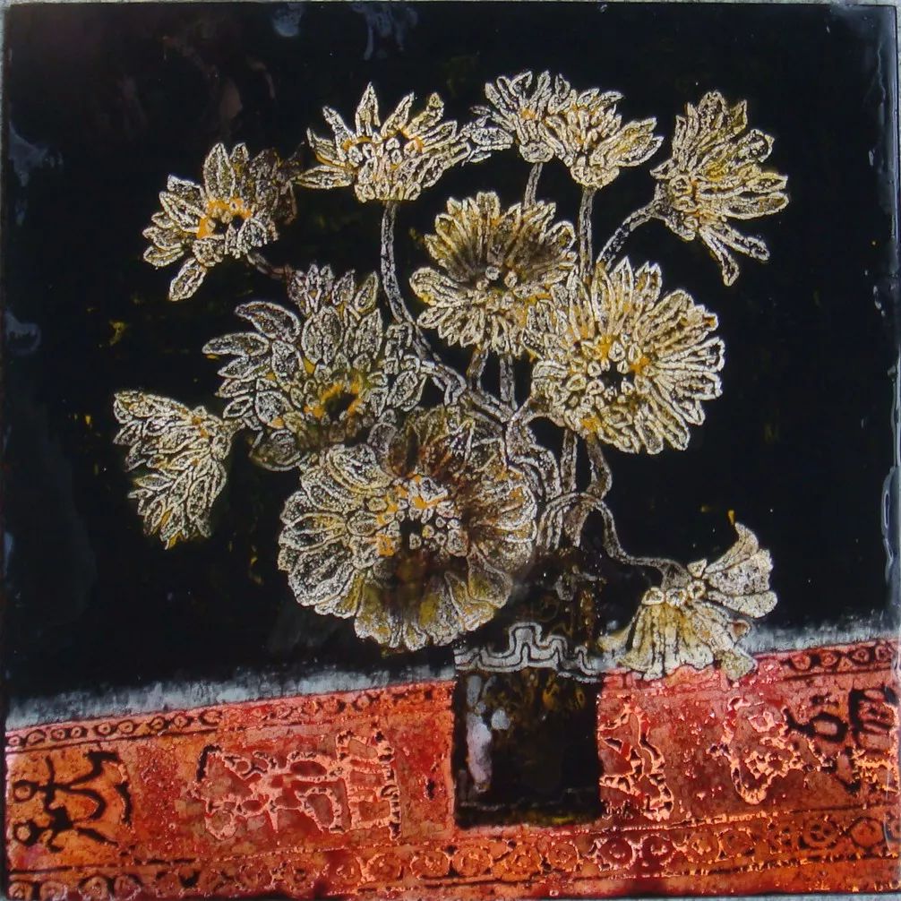 李润开《花魂》60cm x 60cm 漆画 2013年