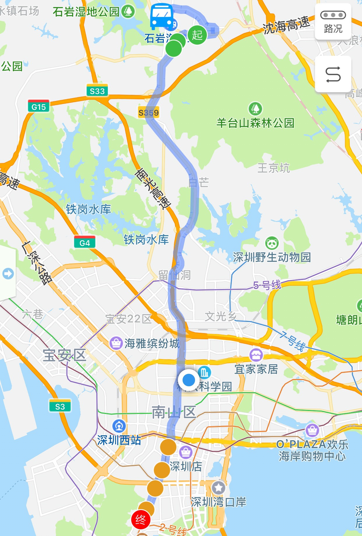 应人石路口,一电科技①,罗租社区,河滨花园,石岩街道办上车停靠站点