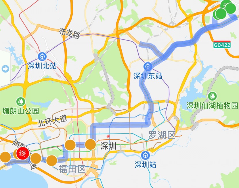 深圳e巴士p572(高快巴士672号)线路图 (该线路仅有早高峰两班车,暂未