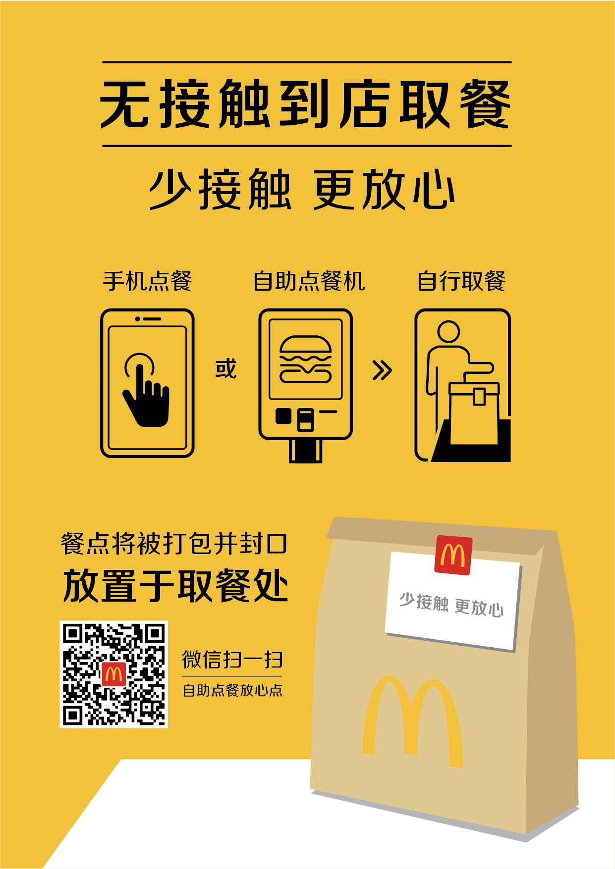 苹安复工麦当劳无接触配送取餐保安全