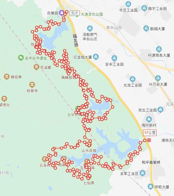 双区三湖路(大浪绿道)始于龙华石凹水库,经茜坑水库东接观澜茜坑绿道