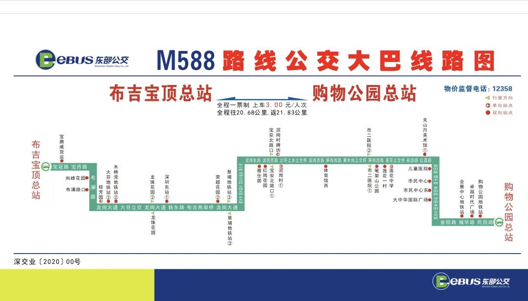 深圳公交线路m588线开通详情服务时间途经道路停靠站