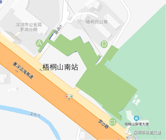 深圳地铁8号线一期梧桐山南站出入口分布详情