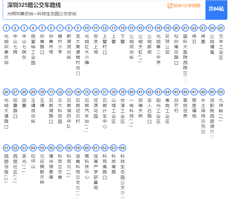 深圳公交325线(服务时间 停靠站点)_深圳之窗