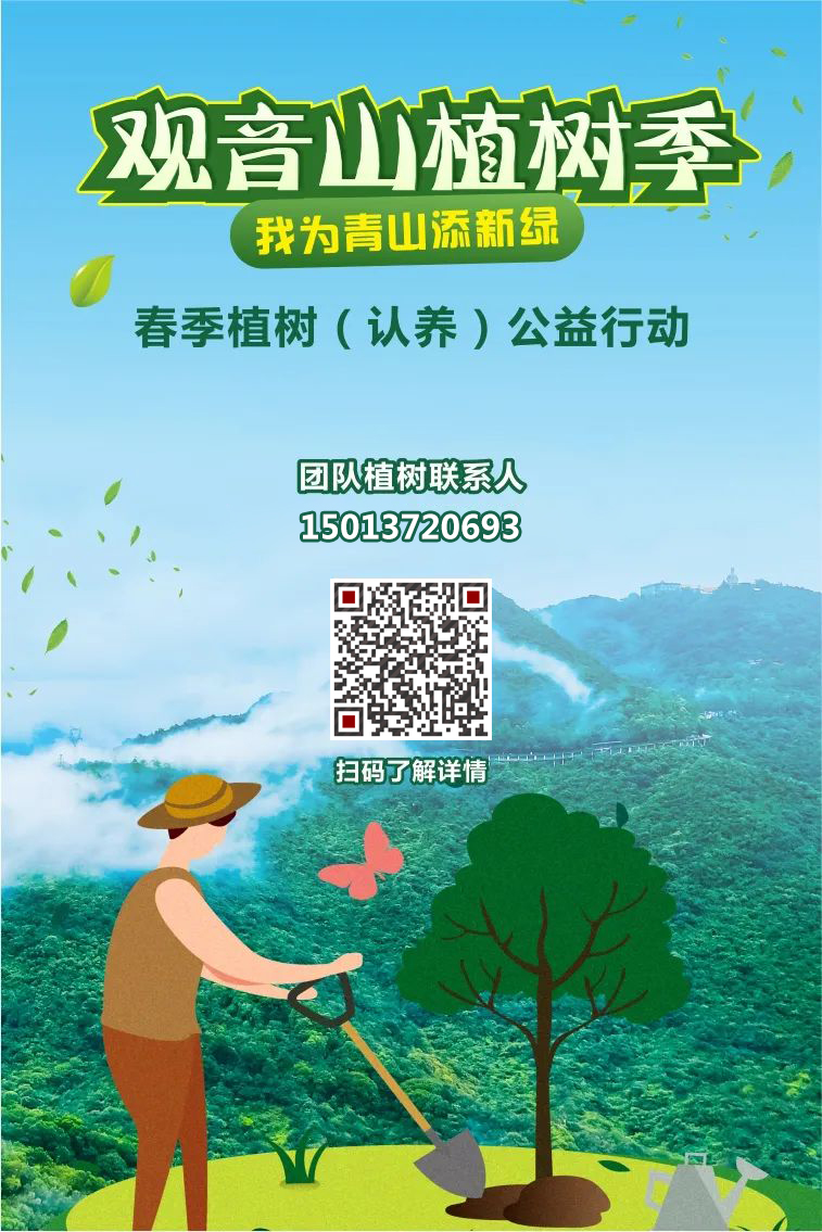 认养一棵树共植心愿林东莞观音山春季植树行正在进行中