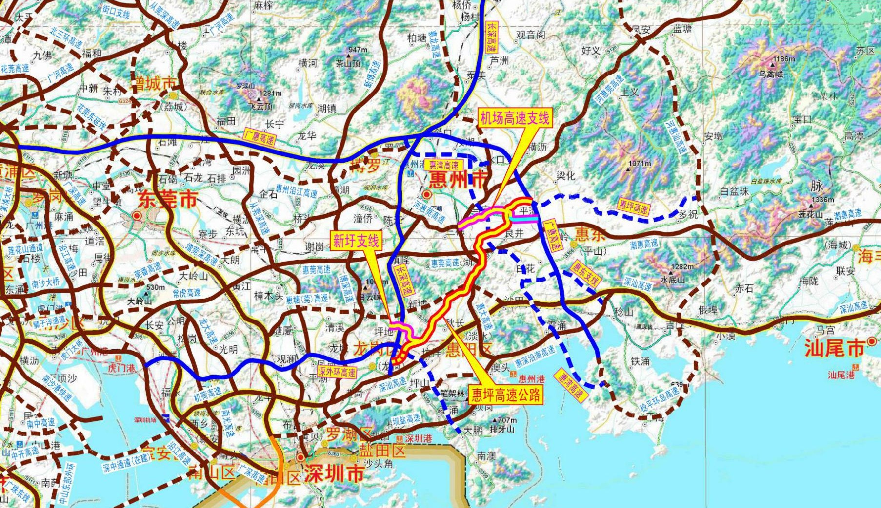 惠坪高速公路线路图