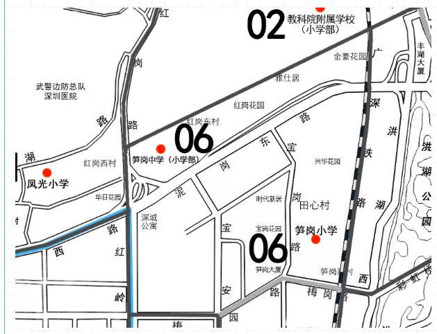 深圳市笋岗中学小学部现址原属笋岗小学招生范围,不单独划分招生地段