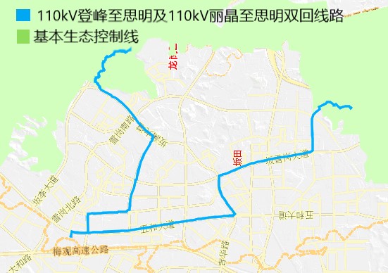 深圳龙岗思明输变电站配套工程占用生态控制线详情(附示意图)