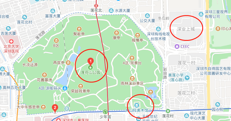 3小时左右傍晚,在深业上城吃过晚饭,可以直接走到莲花山公园去,公园