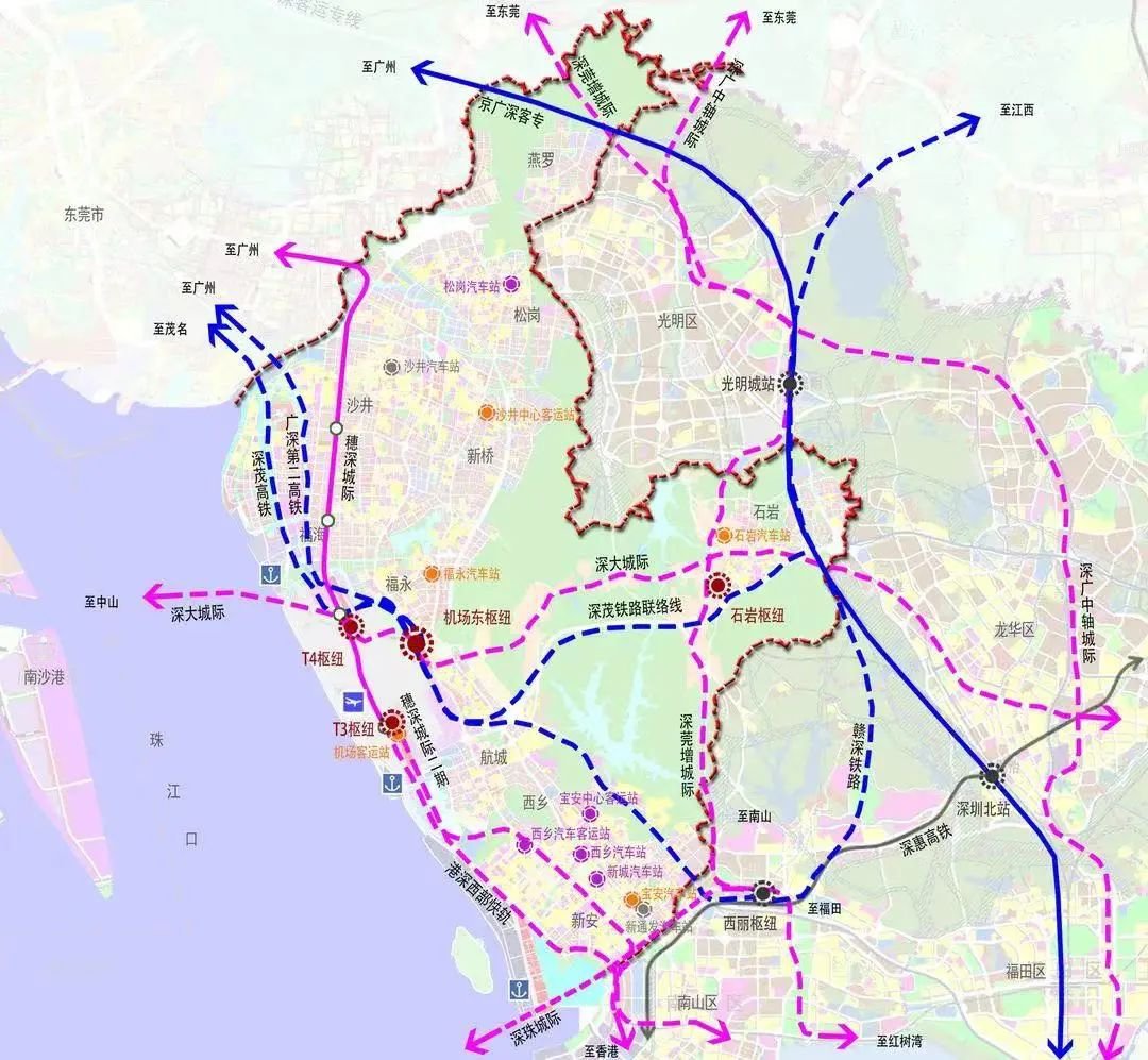 深圳机场东枢纽规划接入铁路线情况2021年更新