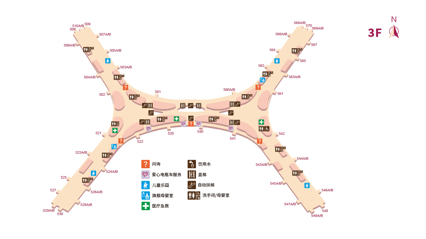 深圳机场卫星厅各楼层平面图汇总